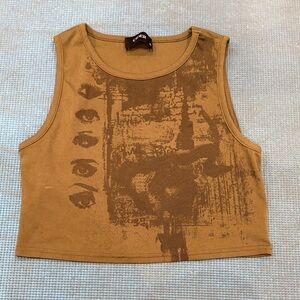 Cider Brown Graphic Crop Top
